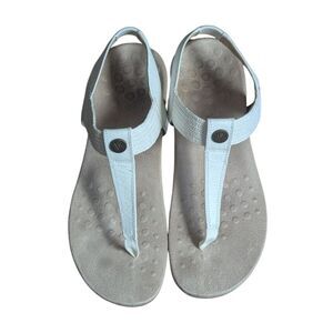 Vionic Brea White Leather T-Strap Sandal Women 8.5 Orthotic Slingback Comfort